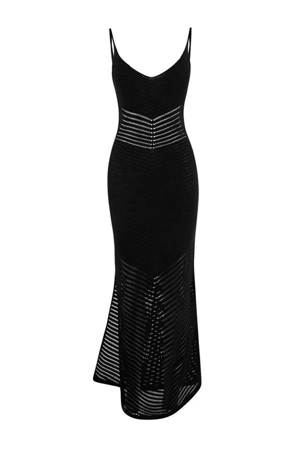 WOVCOR Knitted Maxi V-Neck Beach Dress
