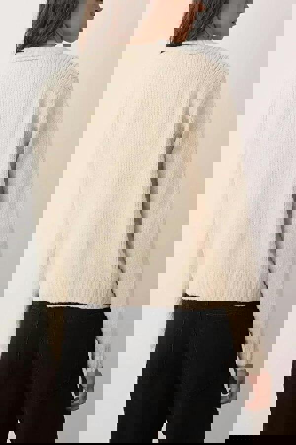 WOVCOR Crew Neck Knit Cardigan with Ribbon Detail