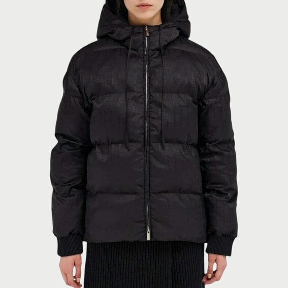Fendi Monogram Jacquard Padded Jacket Black