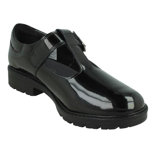 Clarks Girls Clarks Faux Buckle T-Bar School Shoes Loxham Bar Y