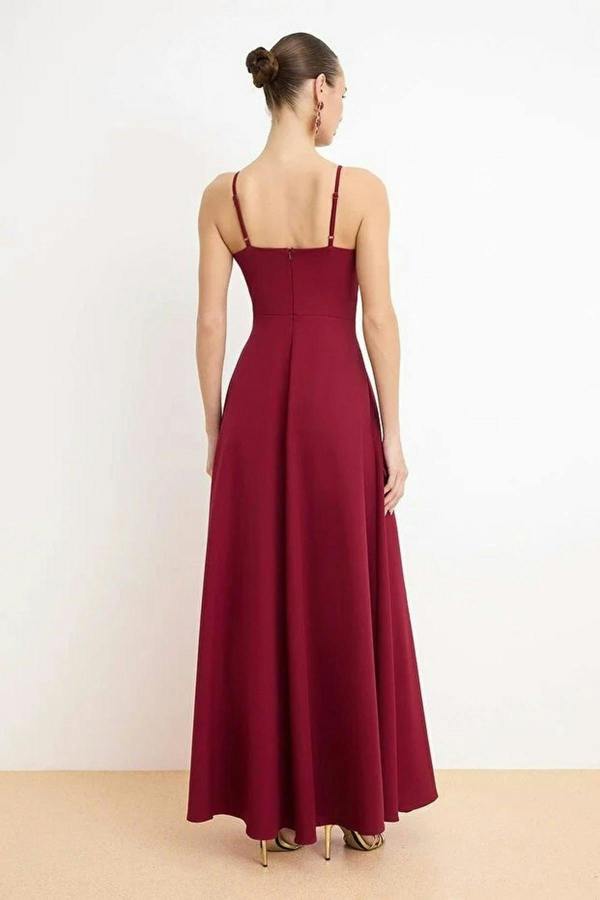 WOVCOR Woven Long Dress with Slit Detail