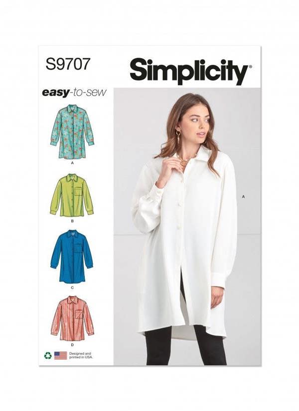 Simplicity Sewing Pattern 9707, Tops, Shirts for Women, D5 (4-6-8-10-12) - Easy