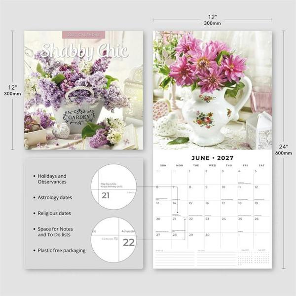 Shabby Chic Calendar 2027, Wall Calendars, Month To View, Lifestyle, Gift