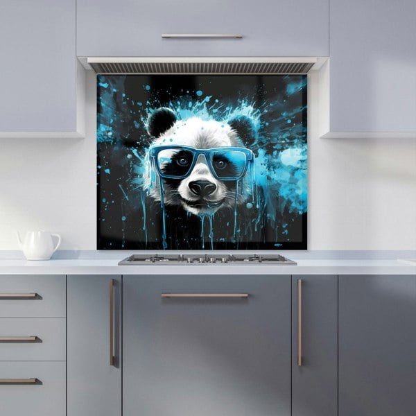 Warren Reed - Designer Blue Splashart Panda Face Kitchen Splashback