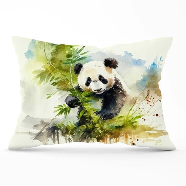 Warren Reed Panda Eating Bamboo Watercolour Cushions