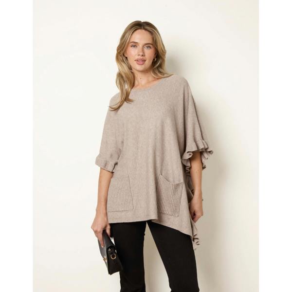 Blue Vanilla Frill Detail Pocket Cape