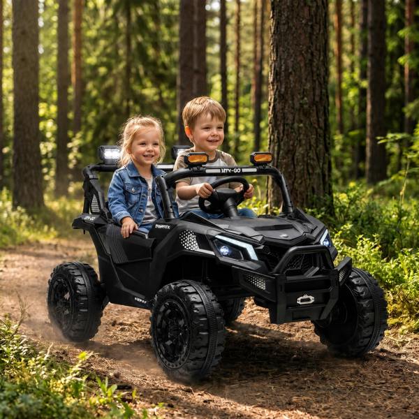 AIYAPLAY 24V 2 Seater Ride On Truck Car for Big Kids with Remote, Black