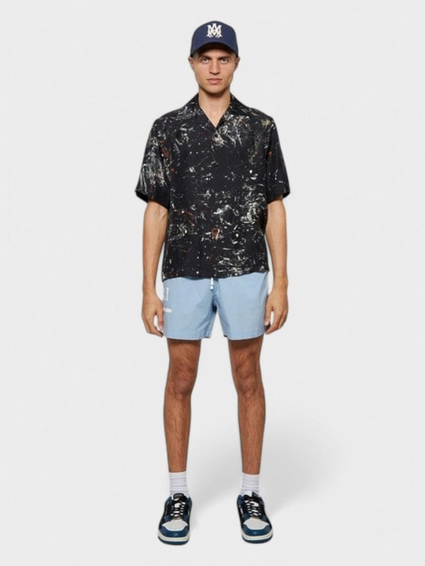 Amiri Ma Bar Logo Swimtrunk Dusty Blue - Supplied FashionAmiri