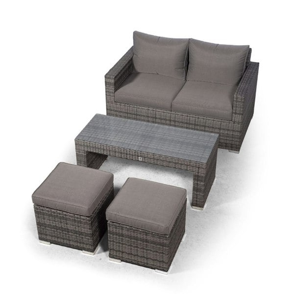Giardino Sydney Rattan 2 Seater Sofa Set with Coffee Table and 2 Stools