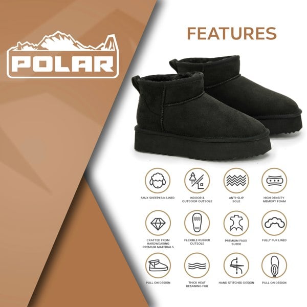 VIVA Women's Faux Fur Lined Platform Boot Slippers Memory Foam Rubber Sole