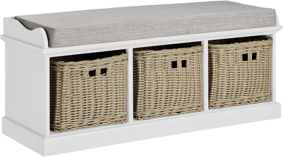 Statement Furniture Tetbury Large Hallway Set with Strong Storage Baskets and Cushion Seat