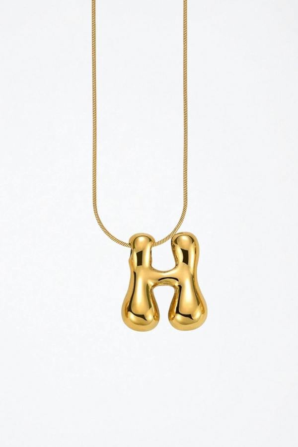 Serla Bubble Initial Gold Plated Necklace Letter H