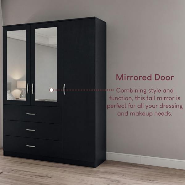 Vida Designs Riano 3 Door 3 Drawer Mirrored Wardrobe