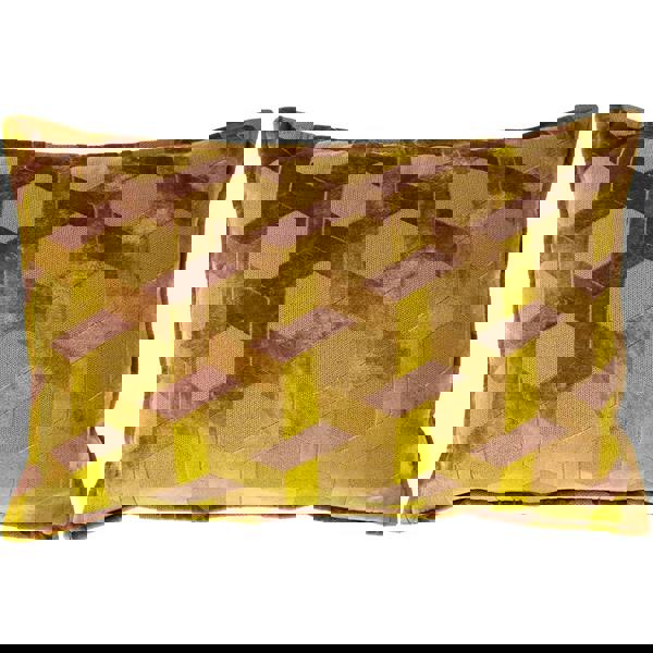 Paoletti Delano Cushion Cover - Ochre Yellow/Blush Pink