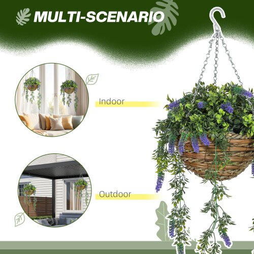 Wyld Haus Nodimo Set Of 2 Artificial Lavender Hanging Baskets With Silk Finish