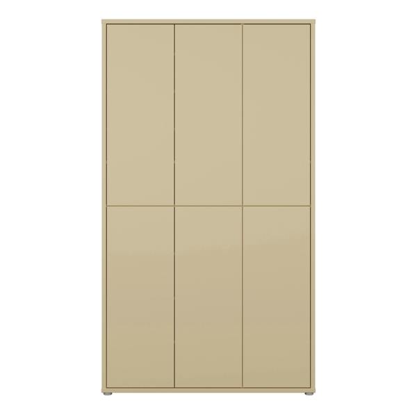 Furniture To Go Alice Springs Tall Shoe Cabinet with 6 Doors Push-to-Open in Butter Yellow