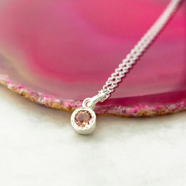 Tourmaline October Birthstone Sterling Silver Necklace