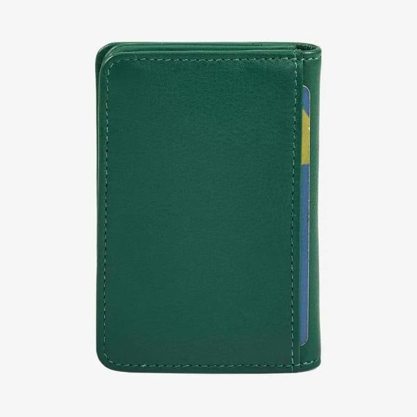 Green wallet with a card holder on a white background