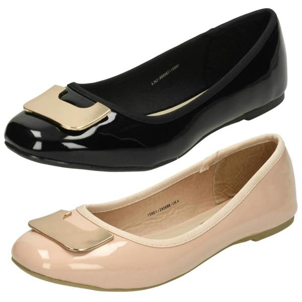 Spot On Ladies Spot On Flat Ballerina Shoes