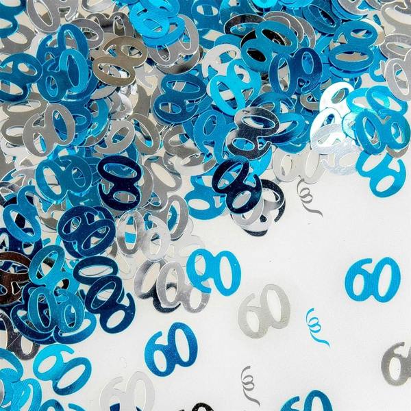 60th Birthday Blue & Silver Metallic Confetti Set in 1, 2 or 4 Pack for Party Tables image 7