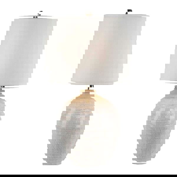 Hill Interiors Chevronne Ceramic Table Lamp (UK Plug) - White - 