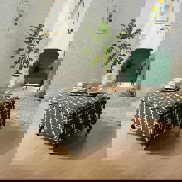 Premium upholstered ottoman with hidden storage for toys