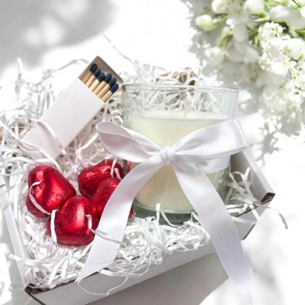 Aye Do Gifts White Ribbon Candle Gift Set White Ribbon | Keepsake for Friend, Family