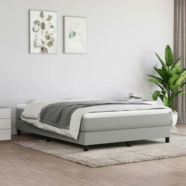 Berkfield Box Spring Bed Frame Light Grey 135x190 cm 4FT6 Double Fabric
