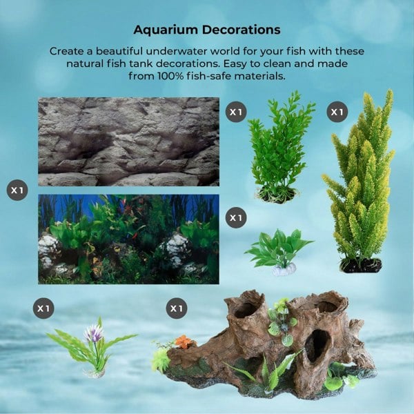 Monstershop Aquarium Fish Tank & Cabinet with Complete Starter Kit - Black Tank & White Gravel