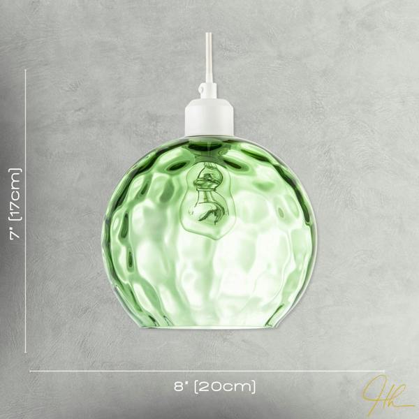 Modern Emerald Green Dimpled Round Glass Pendant Ceiling Light Shade Image 7