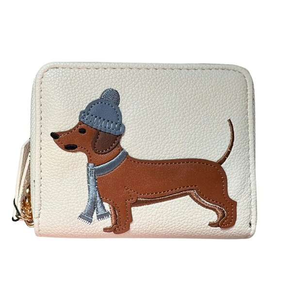 Fores Collection Faux Leather Dachshund Dog Purse - Cream