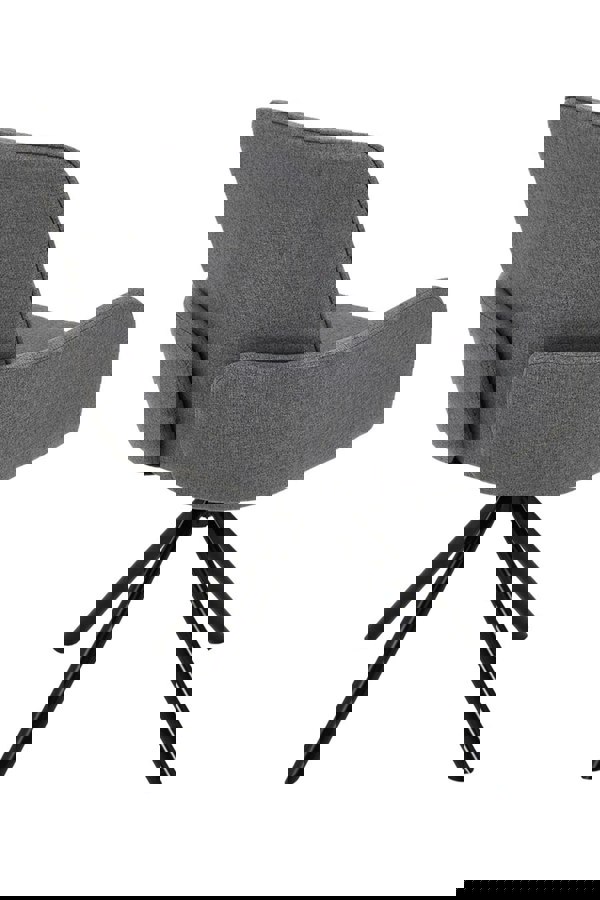 Living and Home Grey Linen Modern Swivel Chair with Black Legs