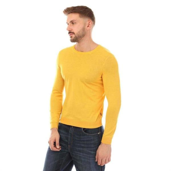 Boss Mens Virgin Wool Slim Jumper - Yellow - 