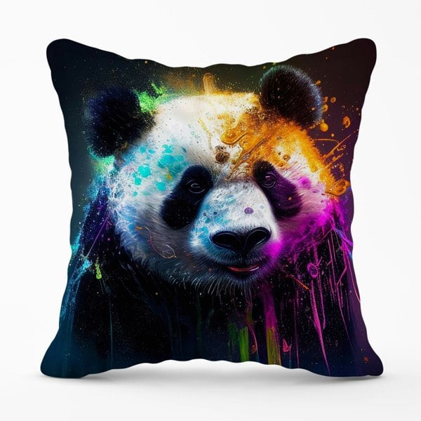 Warren Reed Panda Face Splashart Colourful Cushions