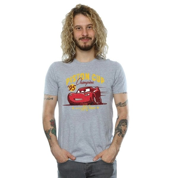 Disney Mens Cars Piston Cup Champion T-Shirt - Sports Grey