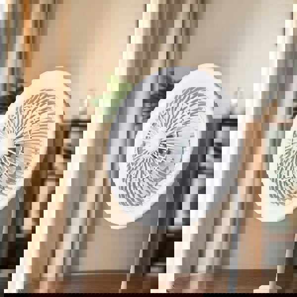 White Rechargeable 3 Speed Clip-On Fan with LED Dimmable Ring Light Image 6