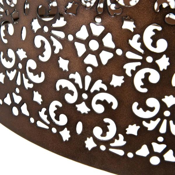 Moroccan Designed Large Bronze Metal Pendant Shade with Floral Decor Image 4