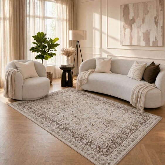 The Rugs Montana Bordered Beige Rug | 4070