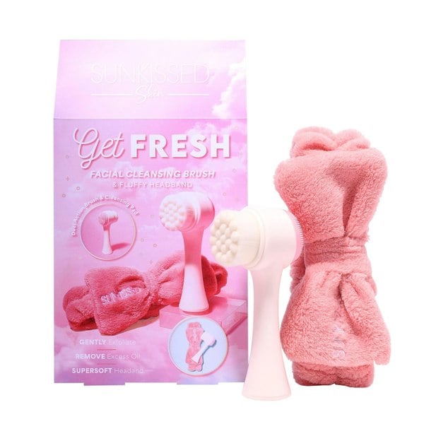 Sunkissed Brush & Headband Set - Fluffy Headband, Facial Cleaning Brush