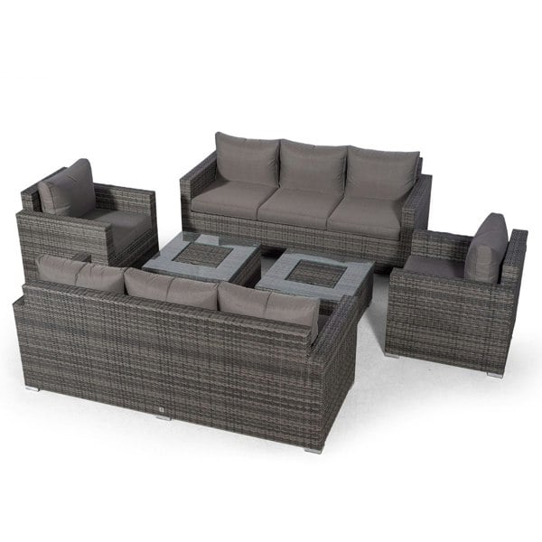 Giardino Sydney 8 Seater Rattan Sofa Set w/ 2 Ice Bucket Coffee Tables