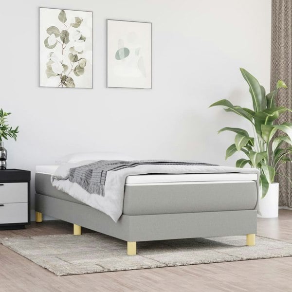 Berkfield Box Spring Bed Frame Light Grey 90x190 cm 3FT Single Fabric