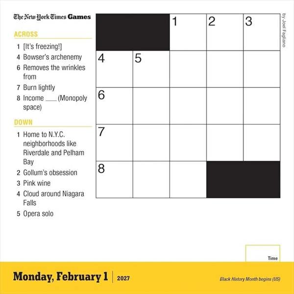 New York Times Mini Crossword Desk Calendar 2027, Desk Calendars, Day To View, Entertainment, Gift