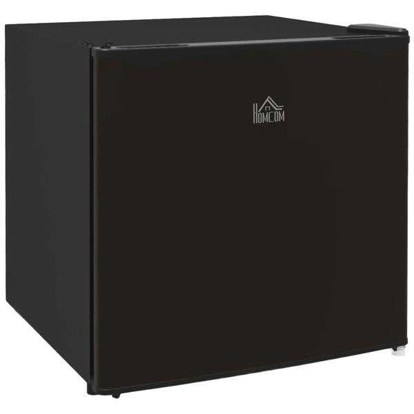 Black mini freezer chest with lid, front view, HOMCOM logo