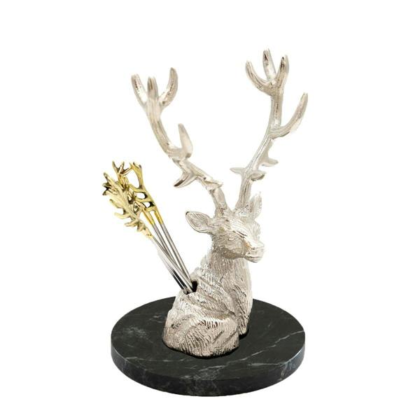 Culinary Concepts Set of Antler Picks with Stag Holder