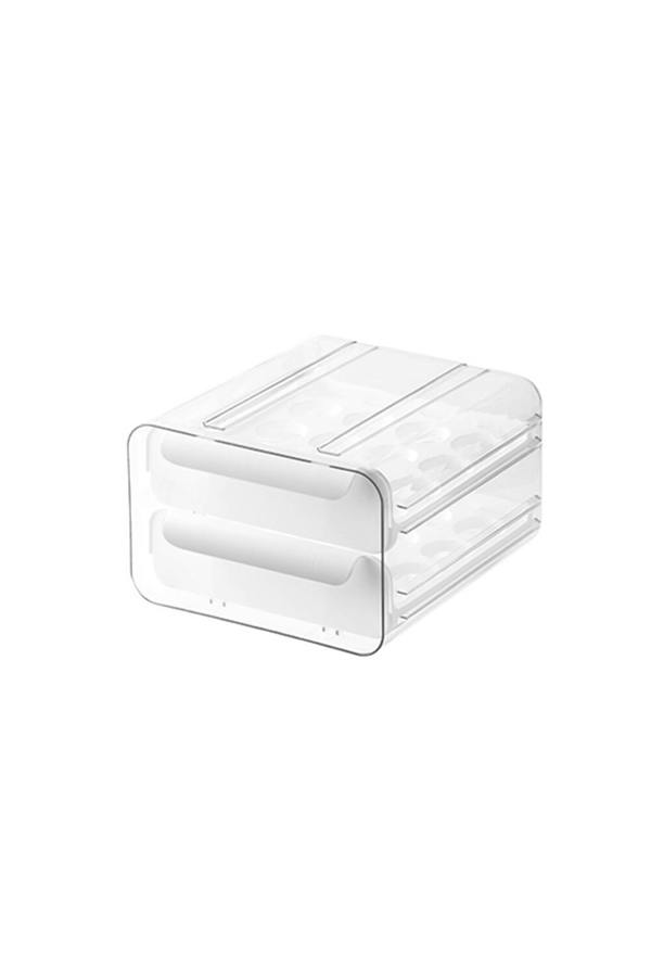 Living and Home 2-Layer 32 Grid Egg Storage Drawer Box Transparent
