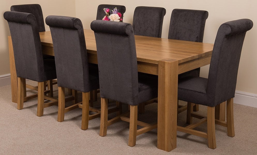 That's Furniture Kuba Extra Large Oak Dining Table with Washington Fabric Chairs