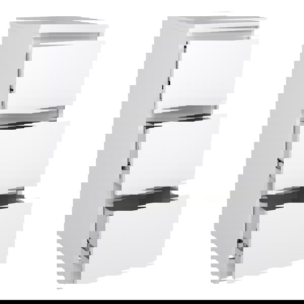 Furniture To Go Naia Bedside 3 Drawers in White High Gloss