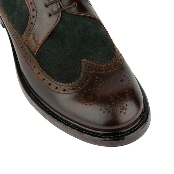 Embassy London Elwood - Khaki & Brown - Men's Leather Brogue Shoe