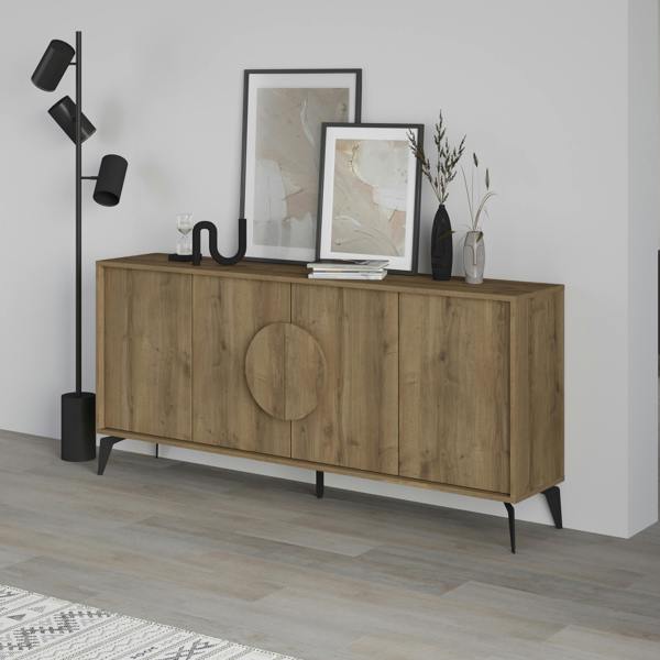 Decortie Gora Particleboard 4 Door Sideboard with Metal Legs (W) 180cm