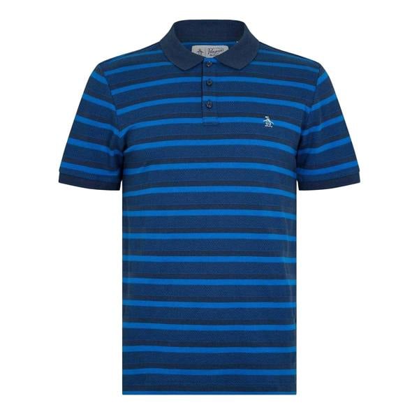 Original Penguin Mens Striped Polo Shirt - Yale Blue - 